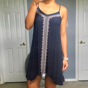Navy Blue Embroider Dress